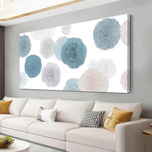 VAYIMDH Canvas Art Light Blue Pictures Wall Decor Grey and Blue Abstract Floral Wall Art Minimalist Poster for Living Room 29"x 58" Office Aesthetic