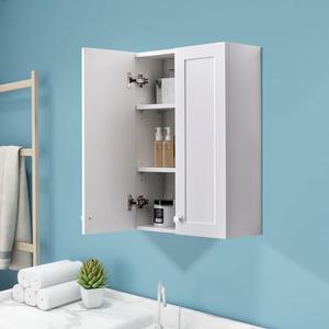 VANIRROR White Wall Mount Cabinet, MDF Over The Toilet Storage Cabinet with Adjustable Shelves, Space Saver 2 Door Medicine Cabinet for Bathroom Laundry Kitchen, 19x 27in, No Paint Odor