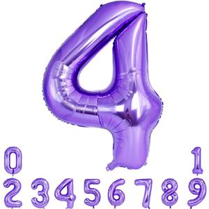 3 x TONIFUL 40 Inch Purple Large Numbers Balloon 0-9 Birthday Party Decor,Foil Mylar Big Number Balloon Digital 4 for Birthday Party,Wedding, Bridal Shower Engagement Photo Shoot, Anniversary