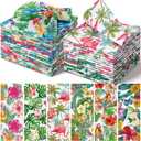 Nuogo 36 Packs Hawaiian Cloth Napkins 15" x 15" Hawaiian Guest Cloth Napkins with Tropical Floral Palm Leaves Flamingo Hand Towel for Summer Luau Party BBQ Dinner Wedding Table Decor