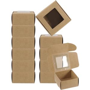 PATIKIL 3"x3"x1.5" Paper Soap Box with Window, 30 Pack Homemade Soap Boxes Square Presents Packaging Boxes for Birthday Christmas DIY Craft, Brown