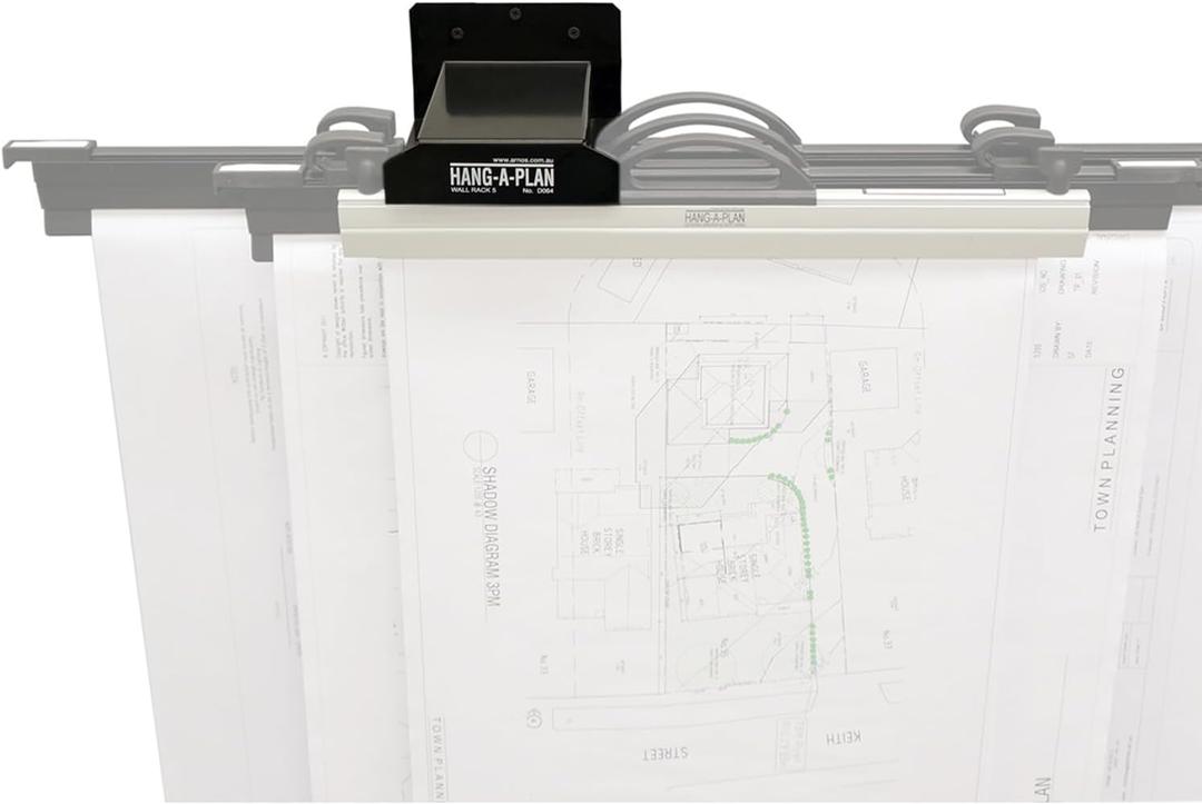 Arnos Hang-A-Plan Wall Mount Blueprint Storage Stand Rack - Hanging Blueprint Holder, Poster Display, Map Rack - Capacity for 5 Hanging Clamps 18", 24, 30 36" to hold up to 750 Blueprints