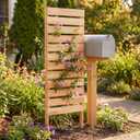 56" Wooden Garden Trellis Panel with Reflective Address Numbers, Outdoor Lattice Plant Support for Climbing Vines & Roses, Decorative Yard Post Protector for Driveway & Mailbox