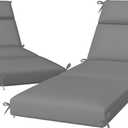 2 Pack Chaise Lounge Chair Cushions 72x21x3 Inch Outdoor Lounger Cushion Set of 2 Waterproof and UV-Resistant Seat Pad Replacement for Patio Furniture Cushion with Removable Cover, Gray