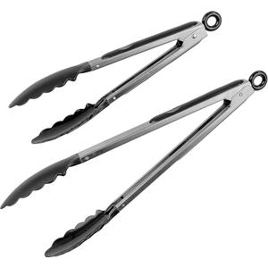 Locking 12-inch & 9-inch Stainless Steel Kitchen Tongs Set for Cooking, Grilling, and Serving  Set of 2, Heavy Duty