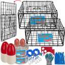 QualyQualy 2 Packs Foldable Crab Trap 24", Crab Bait BagPacific Heavy Duty Steel Crap Cage Kit with Harness, 100 Sinking Line, Easy Store & Carry Crabbing Kit