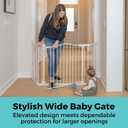 Toddleroo by North States - Deluxe Dcor Universal Fit Safety Gate: Hardware Mounted Extra Wide Metal Baby Gate with Tall Baseboard Mounts, Adjustable Child Gate; 38.3" to 72" Wide; 30" Tall; White