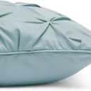 Amazon Basics 3-Piece Soft, Lightweight All-Season Down-Alternative Comforter Bedding Set, Pinch Pleat Design with Piped Edges, Full/Queen, Spa Blue