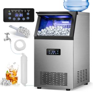 Commercial Ice Maker Machine, 120Lbs/24H with 30Lbs Storage Bin, 40Pcs Ice Cubes 6Mins, 2-Way Add Water Under Counter Freestanding Ice Maker Commercial for Home Bar Office, LMB40