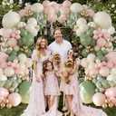 Sage Green Pink Gold Balloon Arch Kit 132Pcs Sage Green Pink Peach Ivory White Gold Clear Balloons for Boho Wildflower Baby Shower Bridal Shower Birthday Party Tea Party Decorations