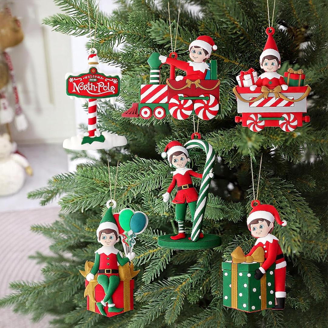 2 x S-DEAL Christmas Tree Hanging Decorations, Premium Christmas Elf Ornaments Set, 6 Classic Holiday Designs with Strings, Ideal for Xmas Tree, Wreath, Garland, Gift Wrapping and Seasonal Home Dcor (Vivid)