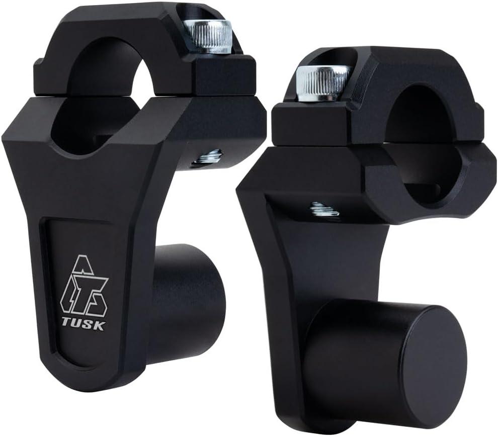 Tusk 2" Pivoting Bar Risers 7/8" Bar Clamp to 7/8" or 1-1/8" Handlebars  Universal Fit, Black