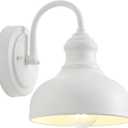 7 Inch Dome Outdoor Gooseneck Lighting Fixture, Exterior Small Porch Light Fixtures with Wall Mount, Farmhouse Style External Barn Door Wall Sconce Gooseneck Barn Lighting Wall Lamp for House (White)