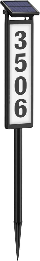 Solar Illuminated LED Lighted Address Sign, House Numbers for Outside Yard Home, Numbers Plaque Outdoor Waterproof, Black