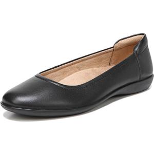 Naturalizer Womens Flexy Comfortable Slip On Round Toe Ballet Flats , Black Leather, 10 W US
