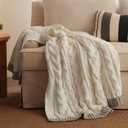 Bedsure Cable Knit Throw Blanket for Couch Bed - Breathable Chenille Chunky Knit Throw Blanket for Decorative Gift, GentleSoft Cozy and Warm for Winter and All Seasons, Cream, 50x60 Inches