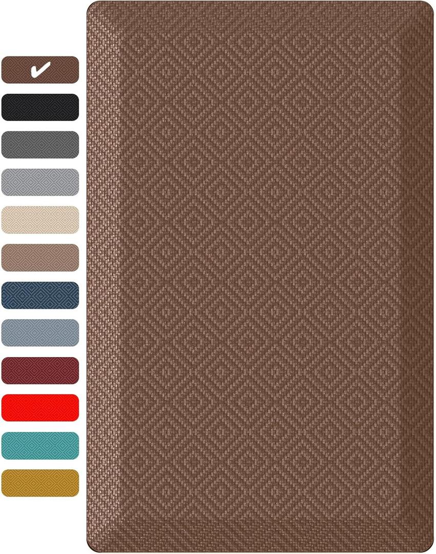Ophanie Kitchen Mats for Floor, 3/4 inch Thick, 17x28 Anti Fatigue Cushioned Mat, Kitchen Rugs, Waterproof, Comfort Ergonomic Standing Mat for Office, Home, Sink, Grey Non-Slip Ridged Bottom