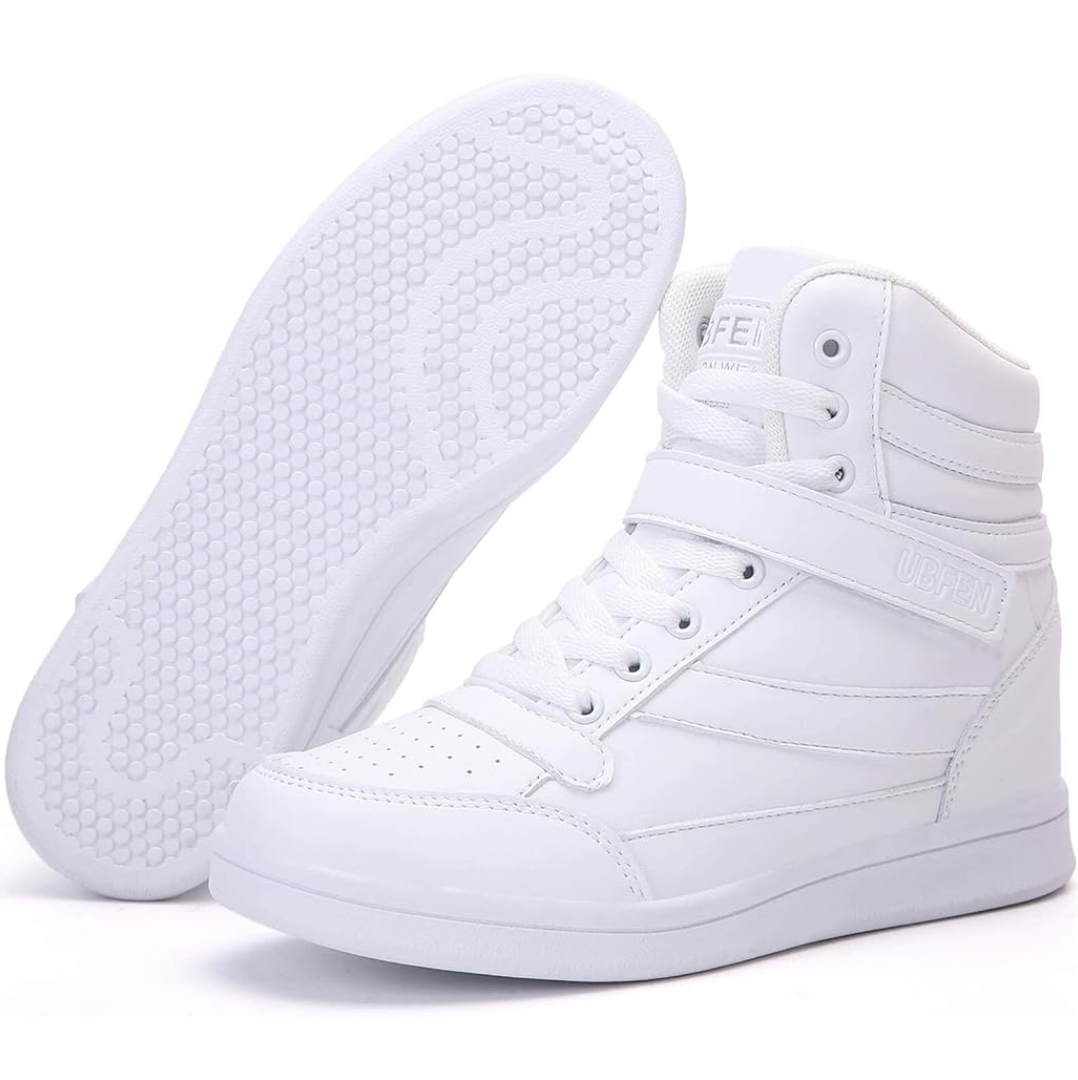 UBFEN Womens High Top Ankle Support Sneakers Vibrant Colour Hidden Wedge Heel Retro 80s Tennis Shoes for Girls Cosplay Removable Insole Backpacking Boots ,Size 38.5