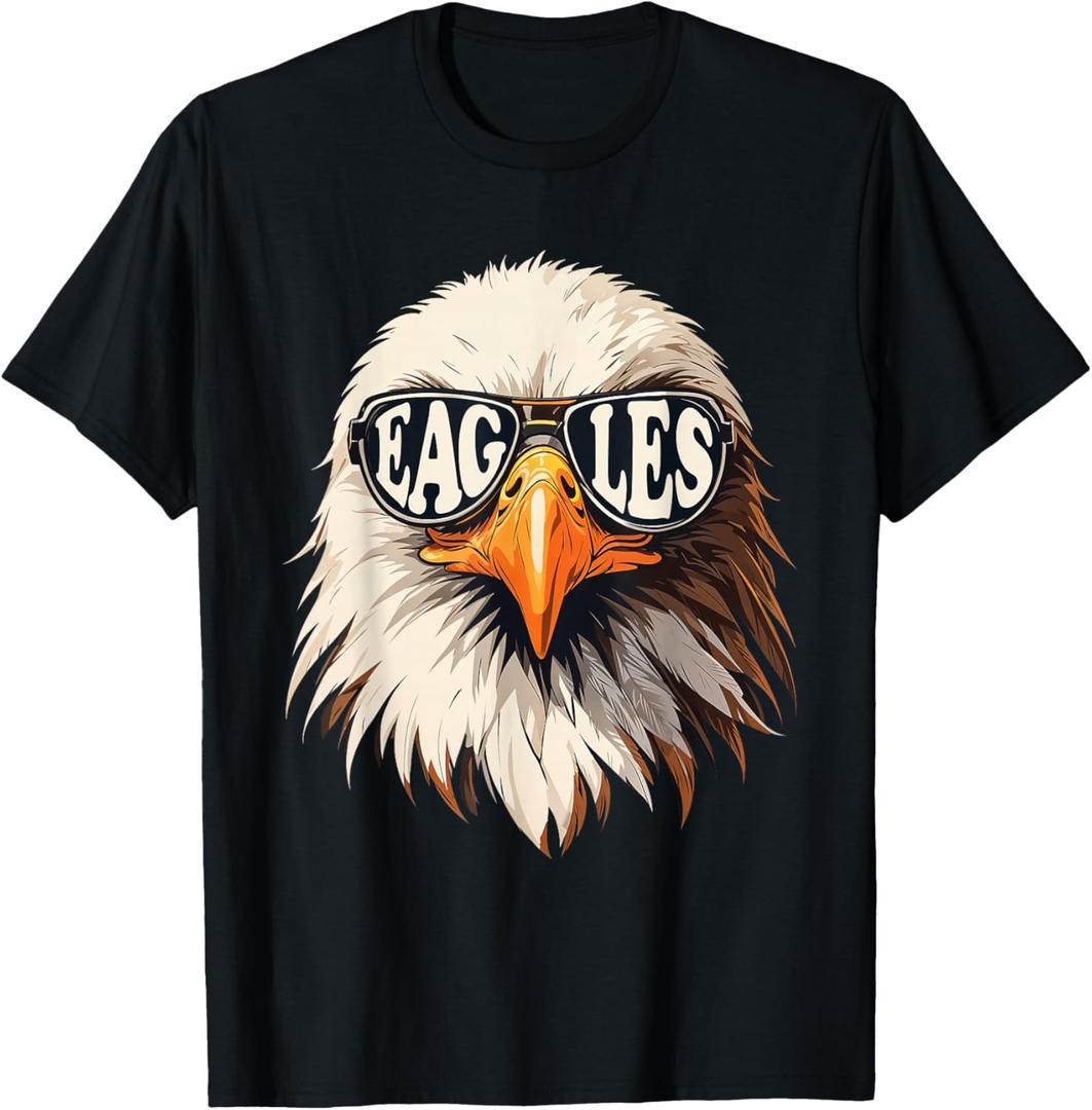 Eagle With Sunglasses Men Women Kids Classic T-Shirt (Black, L)