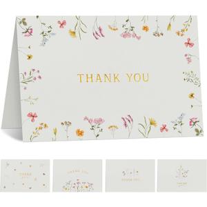 Beautiful Thank You Card Set With Envelopes and Stickers - Set of 20 Elegant Blank Cards For Personalized Notes - Perfect Bulk Stationary Set For All Occasions incl. Weddings, Business & Baby Showers