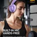 Picun B8 Headphones Wireless Bluetooth, 120H Bluetooth Headphone Over Ear with 3EQ Music Modes, Hands-Free Calls, Deep Bass Headphones for Travel Home Office Cellphone PC (Purple)