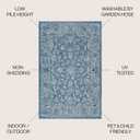 JONATHAN Y Weave Floral Indoor Outdoor Round Area Rug 3 Ft Navy/Gray, Tela Bohemian Textured for Backyard, Patio, Porch, Easy-Cleaning, High Traffic, Pet-Friendly, Non-Shedding (SMB100B-3R)