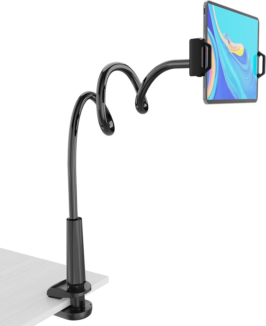 MAGIPEA Gooseneck Tablet Holder for Bed, Flexible Tablet Stand Holder with 360 Adjustable, Hands Free Tablet Mount Clip, Compatible with iPad/Kindle/Switch/Galaxy Tabs, More 4.7-13" Devices