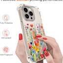 Hungo Compatible for iPhone 15 Pro Max Case for Women Clear Design Cute,Girly Girls Promax Colorful Bright Flowers Florals Field Seamless Summer Meadow Botanical