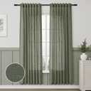 Linen Blend Green Curtains 78 Inches Long 2 Panels for Living Room Back Tab Pocket Light Filtering Sheer Privacy Olive Green Window Curtains Aesthetic Decor Muted Earthy Tone Drapery Bedroom