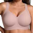 LetsJoli Bras for Women Supportive Wireless Push Up Bra Full Coverage No Underwire Seamless Plus Size for Older Women (X-Large, Dusty Rose)