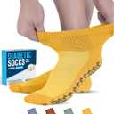 Doctor's Select Diabetic Ankle Socks with Grippers for Men and Women - 4 Pair 1/4 Length Neuropathy Socks for Women (Large)