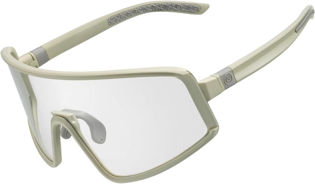 ROCKBROS Photochromic Cycling Glasses for Men Women Sports Glasses UV Protection (Off White/Clear)