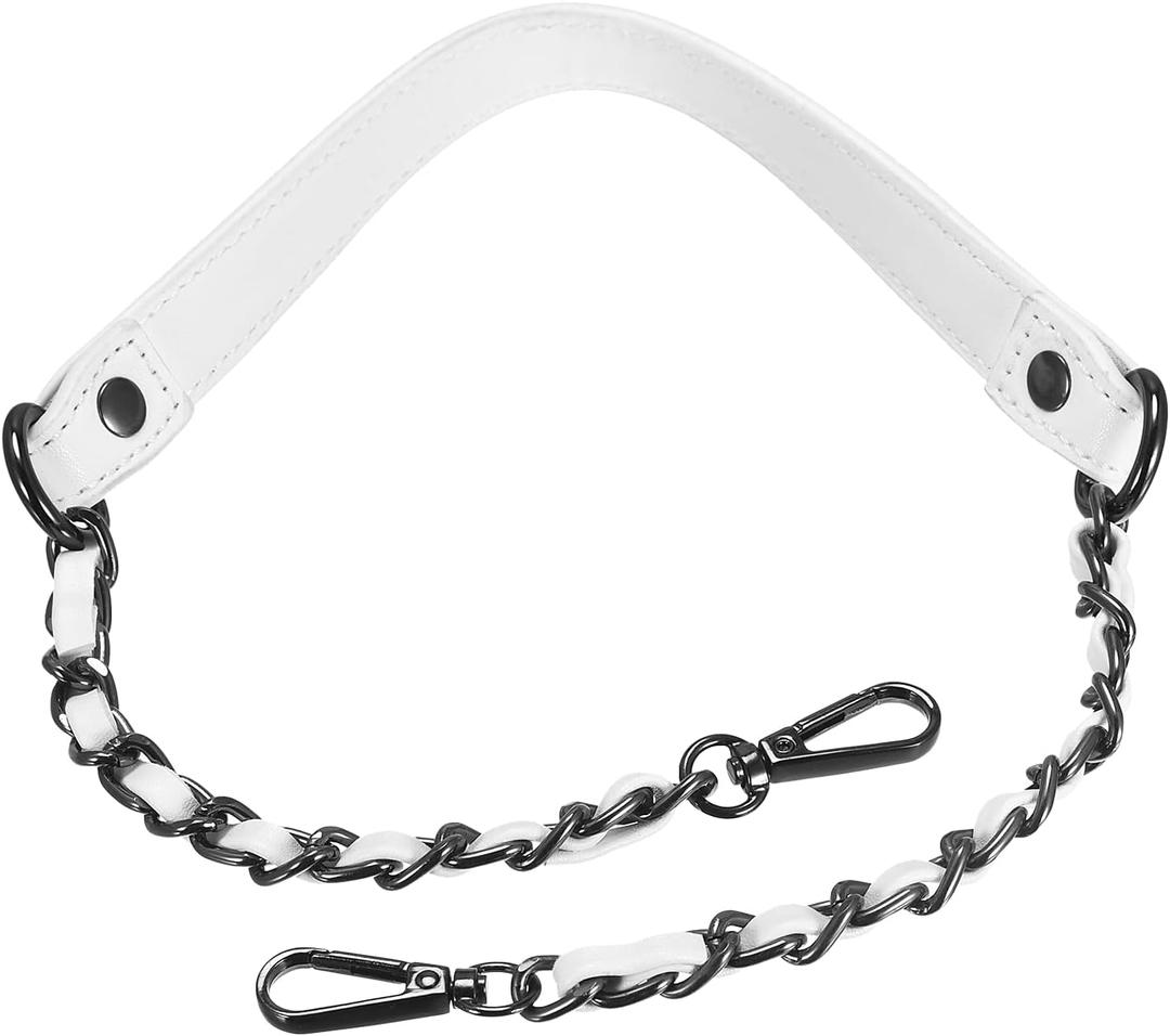 Uxcell Leather Iron Flat Chain Strap, 24" 2Pcs Handbag Chains, White Grey