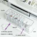 Yesesion 2 Pack Cord Organizer Box with Lid, Clear Desk Drawer Accessories Storage Case for Home Office Supplies, Art Crafts, Phone Charger, USB Cables, Marker Pen, Pencil Holder