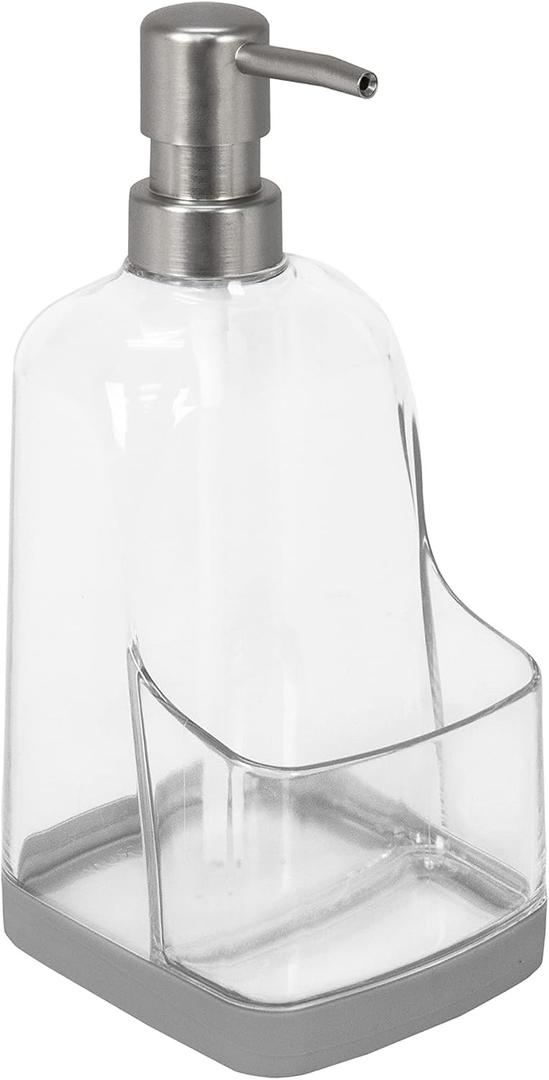 Spectrum Diversified Cora Soap Pump & Sponge Sponge Holder for Sink Organization, 1 EA, Clear & Gray
