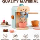 Tiny Land Kids Coffee Maker Wooden Kitchen Toys - 17Pcs Toy Coffee Maker Playset - Wooden Play Toys, Play Kitchen Accessories for Girls & Boys