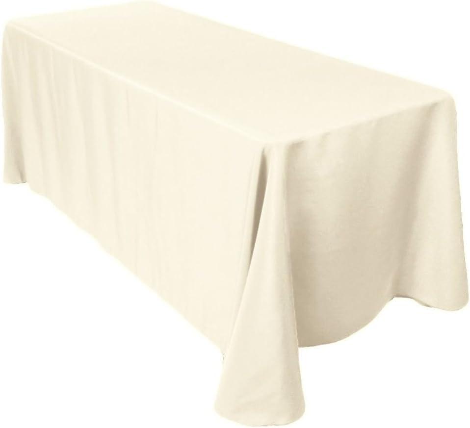 2 Pack 90 x 132 Inch Rectangle Ivory Polyester Tablecloth, Table Cover, Stain and Wrinkle Resistant, Washable for Dining Table, Wedding Reception, Banquet, Party