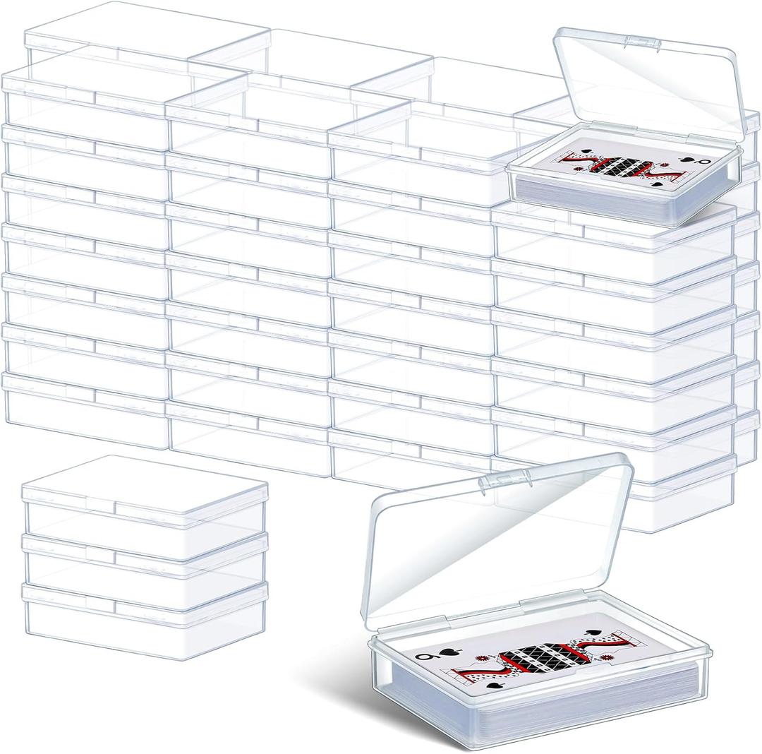 Vicenpal Playing Card Box Clear Plastic Playing Card Deck Case Snap Closed Holder Storage Organizer for Bank Business Trading Poker Gaming (60 Pcs,Raised Snap,3.86 x 2.91 x 0.94 Inch)