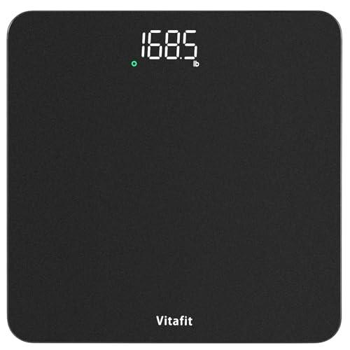 Vitafit Scale for Body Weight, High Accuracy 0.1lb by Our Professional Factory Since 2001, Digital Weight Scale LED and Step On, 3*AAA Batteries Included, 400lb/182kg, Spray Silver Black