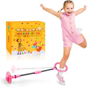 Chridark Ankle Skip Ball for Kids - Foldable Flash Wheel Skip Ball, Outside Game Toys for Kids & Adults, Gift for Boys & Girls Age 5 6 7 8 9 10 Years Old, Pink