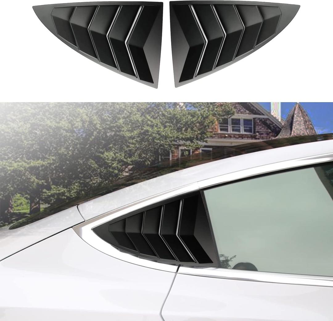 YHCDSEA for Model 3 Rear Side Window Shutter Cover Louver Sport Style Cool Exterior Decoration fit for Tesla Model 3 2017-2026 Accessories (Matt Black)