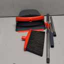 Broom and Dustpan Set,Broom with Dustpan Combo Set Dust pan with Long Handle, for Home Kitchen Room Office Lobby Floor Use Upright Stand Up(Gray&Red)