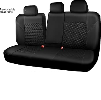 CAR PASS Leather Back Seat Cover, Universal Quilting Waterproof Bench Rear Seat Cover Universal car seat Cover Fit 95% Automotive Interior Covers for Cars Sedans SUVs (Rear,All Black)