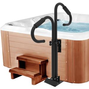 Two-Way Hot Tub Handrails, 38"-58" Adjustable Height SPA Handrail w/360 Swivel Option, Hot Tub Railing to Get in and Out, 600LBS SPA Side Handrail w/Slide Under Mount Base for Indoor&Outdoor