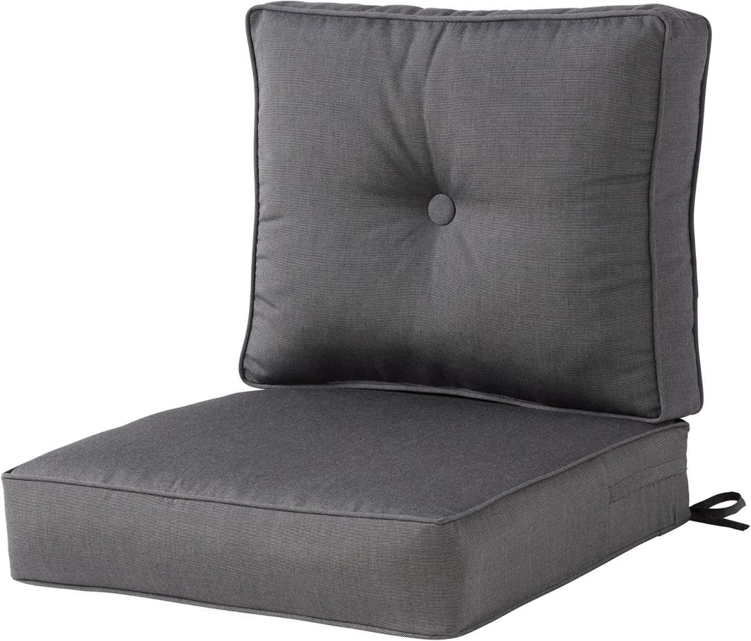 Greendale Home Fashions Outdoor 2-Piece Sunbrella Premium Deep Seat Cushion Set, Canvas Coal