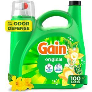 Gain Liquid Laundry Detergent, Now with Odor Defense, Original Scent, 132 fl oz, 100 Loads