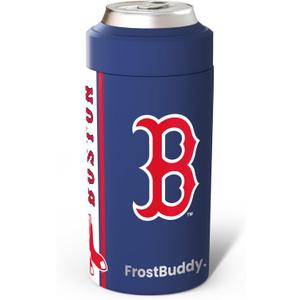 Frost Buddy MLB Universal Buddy - Fits All - Stainless Steel Can Cooler for 12 oz & 16 oz Regular or Slim Cans & Bottles - Stainless Steel, Boston Baseball