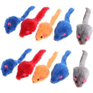 10PCS Plush False Mice Cat Toys Sound Making Interactive Play Soft Material Random Colors for Indoor Cats Entertainment