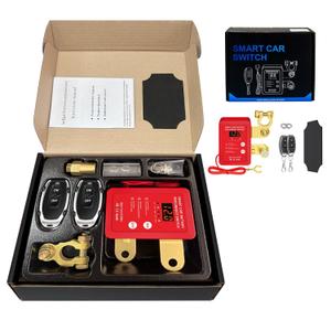 12V Smart Battery Disconnect Switch with Remote Control - Perfect for Cars, Trucks, RVs, and ATVs - Features LED Voltage Display and Anti-Theft Battery Cut-Off Capability (Red-DC)
