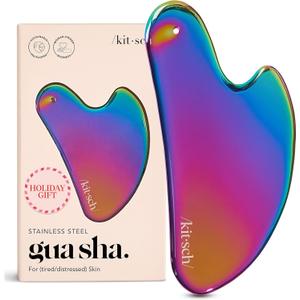 Kitsch Stainless Steel Gua Sha Facial Tools - Lymphatic Drainage Massager for Face & Chin, Jawline Shaper, Double Chin Reducer, Guasha Tool for Face Massager, Skin Care Tools - Irridescent
